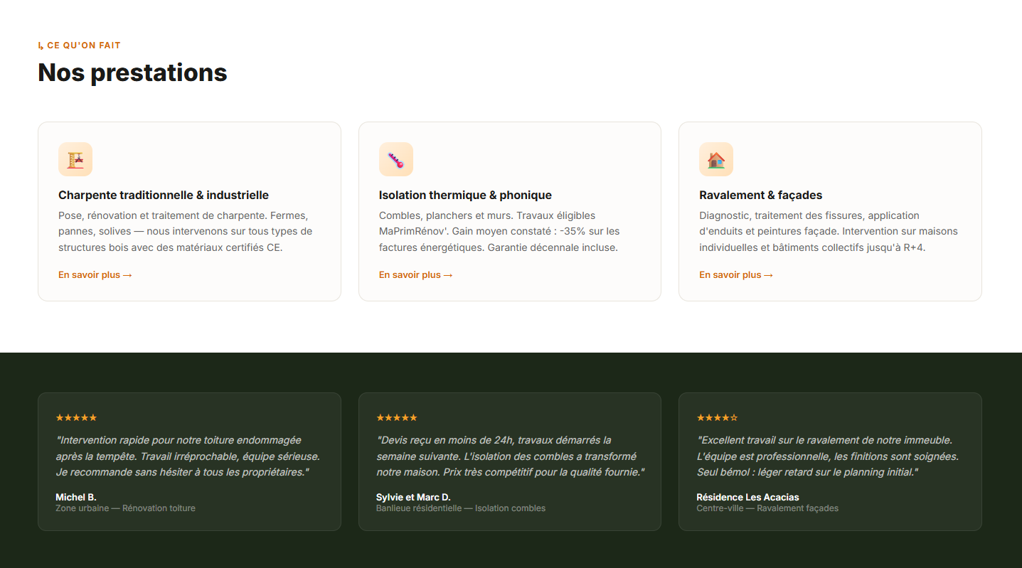 Sections du site — Étude de Cas Sectorielle